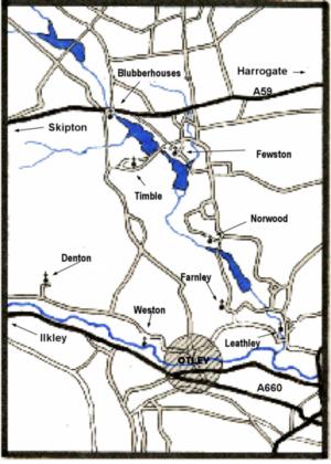 Location of eight Washburn and Mid-Wharfe Churches  